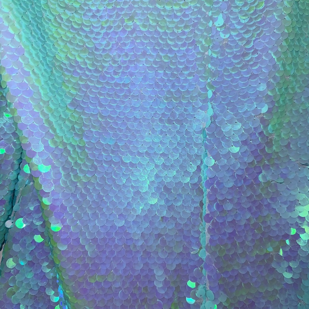 Milly Iridescent Sequin Top in Aqua - Picture 3 of 7